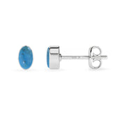natural turquoise oval shape stud earrings