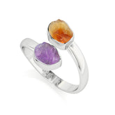 amethyst-citrine rough shape stackable bezel-set ring
