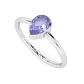 tanzanite pear cut stackable bezel-set ring