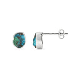 natural chrysocolla rough shape stud earrings