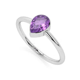 amethyst pear cut stackable bezel-set ring