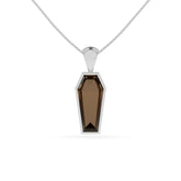 natural smoky-quartz coffin shape pendant necklace