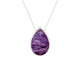natural charoite pear shape pendant necklace