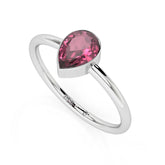 pink tourmaline pear cut stackable bezel-set ring