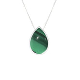 natural malachite pear shape pendant necklace