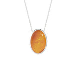 natural amber oval shape pendant necklace