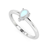 rainbow moonstone pear cut stackable prong-set ring