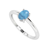 larimar oval cab stackable prong-set ring