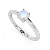 rainbow moonstone round cut stackable prong-set ring
