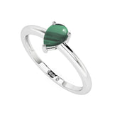 malachite pear cab stackable prong-set ring
