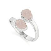 rose-quartz rough shape stackable bezel-set ring