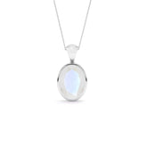 natural rainbow-moonstone oval shape pendant necklace