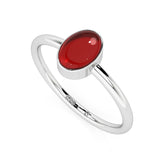 red garnet oval cab stackable bezel-set ring