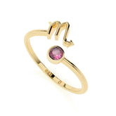 scorpio zodiac ring with natural pink tourmaline gold vermeil