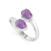 amethyst rough shape stackable bezel-set ring
