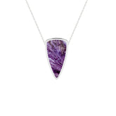 natural charoite bullet shape pendant necklace