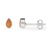 natural sunstone pear shape stud earrings