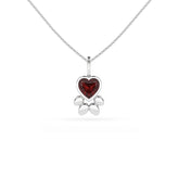 natural red-garnet paw shape pendant necklace