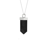 natural black-tourmaline pentagon shape pendant necklace