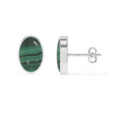 natural malachite oval shape stud earrings