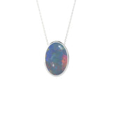 natural australian-opal oval shape pendant necklace