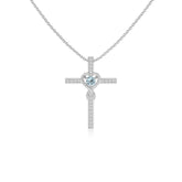 natural aquamarine infinity cross necklaces in sterling silver