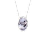 natural dendritic-opal oval shape pendant necklace