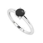 black onyx round cab stackable prong-set ring