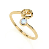cancer zodiac ring with natural rainbow moonstone gold vermeil