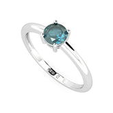 london blue topaz round cut stackable prong-set ring