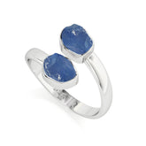 blue-sapphire rough shape stackable bezel-set ring