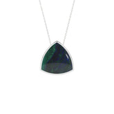 natural azurite-malachite trillion shape pendant necklace