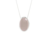 natural rose-quartz oval shape pendant necklace