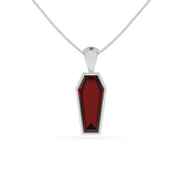 natural red-garnet coffin shape pendant necklace