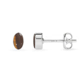 natural tiger eye oval shape stud earrings