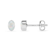 natural ethiopian opal oval shape stud earrings