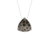 natural petoskey trillion shape pendant necklace