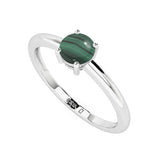 malachite round cab stackable prong-set ring