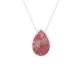 natural pink-moonstone pear shape pendant necklace