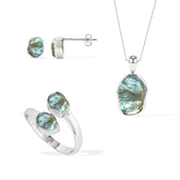 labradorite rough shape stackable bezel Jewelry set