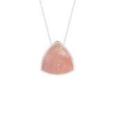 natural rose-quartz trillion shape pendant necklace