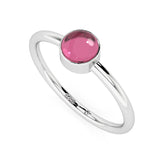 pink tourmaline round cab stackable bezel-set ring
