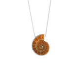 Natural Ammonite Rough Shape Slider Pendant Necklace