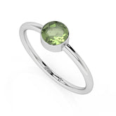 moldavite round cut stackable bezel-set ring