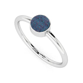 titanium druzy round cab stackable bezel-set ring