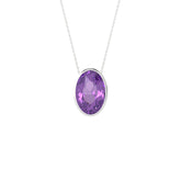 natural amethyst oval shape pendant necklace