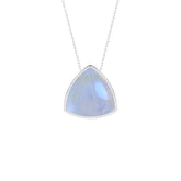 natural rainbow-moonstone trillion shape pendant necklace