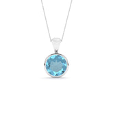 natural swiss-blue-topaz round shape pendant necklace