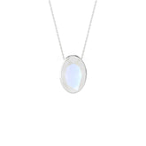 natural rainbow-moonstone oval shape pendant necklace