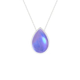 natural purple-moonstone pear shape pendant necklace